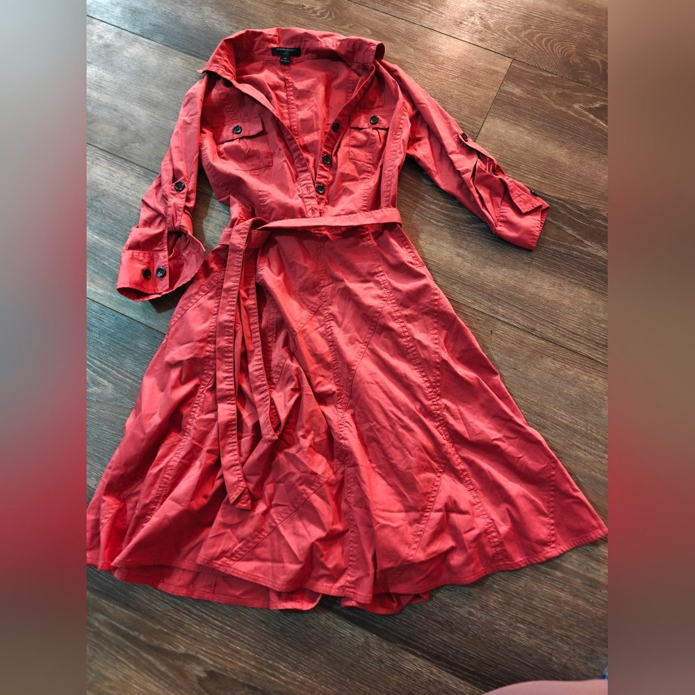 Stylish Coral Button-Up Dress